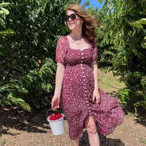 Madewell Lucie Smocked Button-Front Midi Dress in Batik Vine